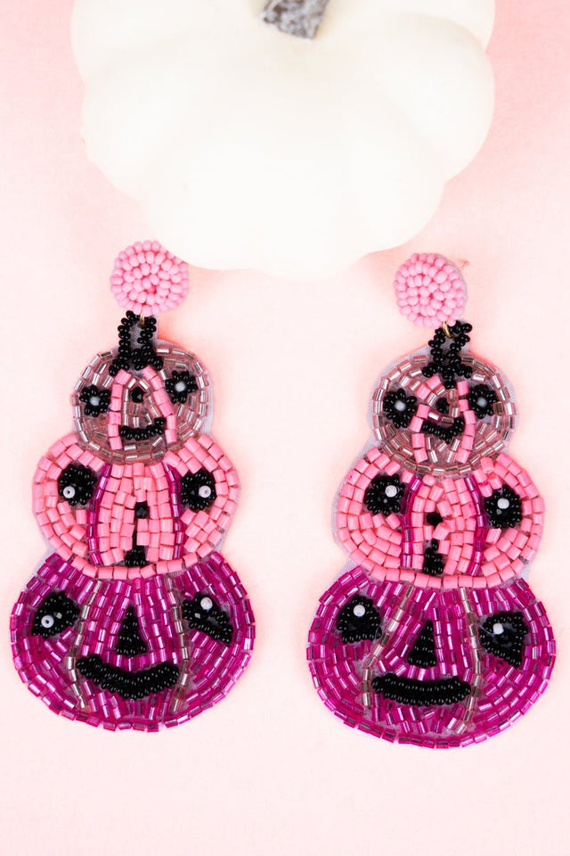 Viola Pink Candy Corn Ghost Seed Bead Earrings - Wholesale Accessory Market