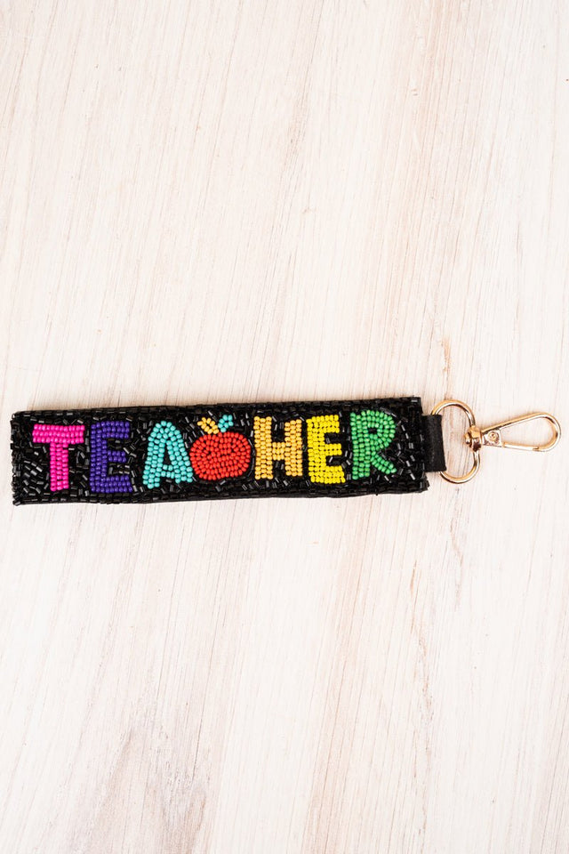 Viola Teacher Seed Bead Black Wristlet Keychain - Wholesale Accessory Market