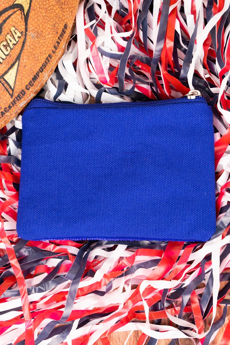 Game Day Y'all Blue and White Seed Bead Coin Purse - Wholesale Accessory Market