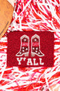 Game Day Y'all Red and White Seed Bead Coin Purse - Wholesale Accessory Market