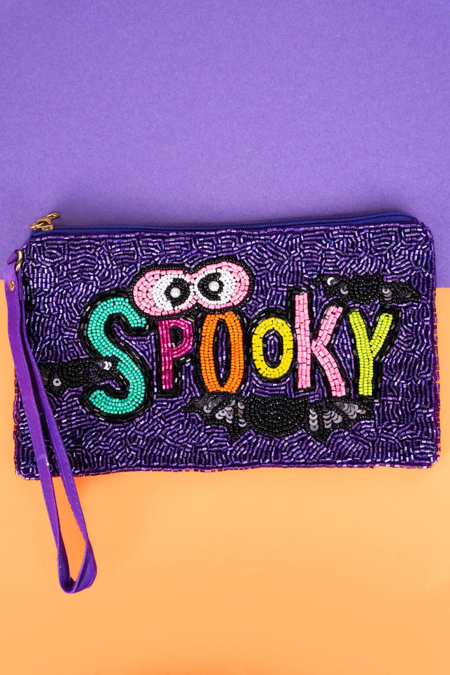 Viola 'Spooky' Purple Seed Bead Wristlet Coin Purse - Wholesale Accessory Market