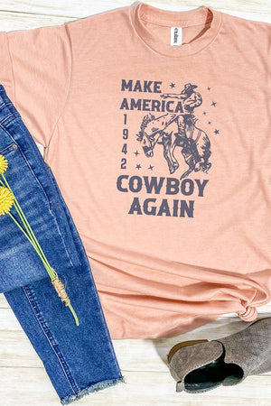 Navy Make America Cowboy Again Unisex Poly-Rich Blend Tee - Wholesale Accessory Market