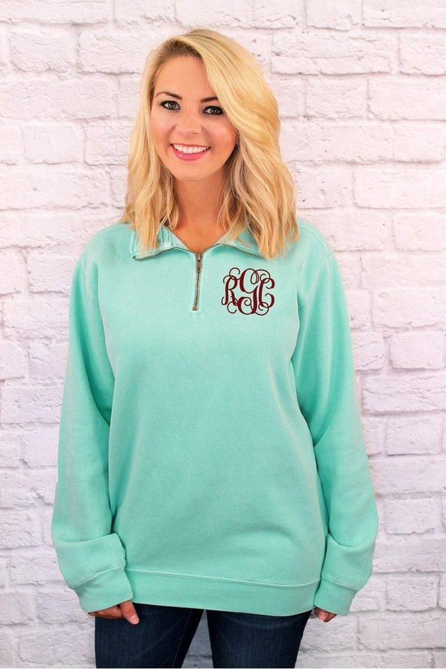 Shades of Green Comfort Colors Adult Quarter Zip Sweatshirt *Customizable! - Wholesale Accessory Market