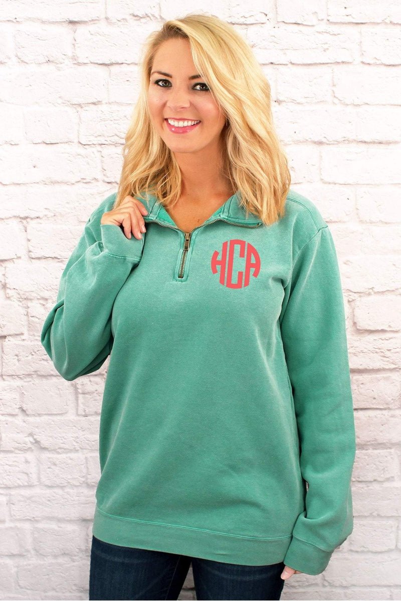 Shades of Green Comfort Colors Adult Quarter Zip Sweatshirt *Customizable! - Wholesale Accessory Market