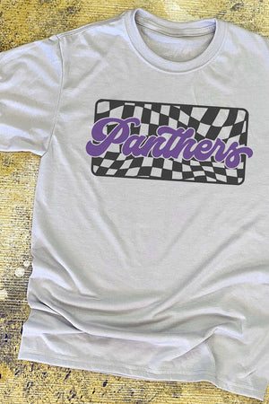 Checkered Panthers Purple Unisex Dri-Power Poly Tee - Wholesale Accessory Market