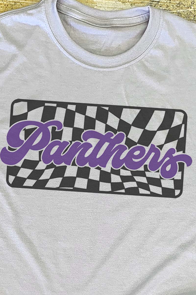 Checkered Panthers Purple Unisex Dri-Power Poly Tee - Wholesale Accessory Market