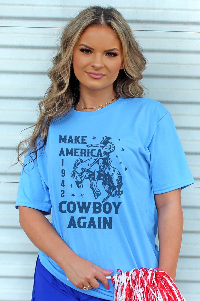 Navy Make America Cowboy Again Unisex Dri-Power Poly Tee - Wholesale Accessory Market