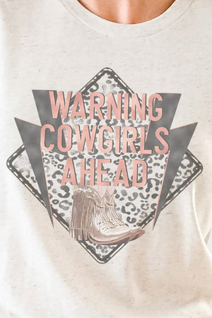 Warning Cowgirls Ahead Tri-Blend Short Sleeve Tee - Wholesale Accessory Market