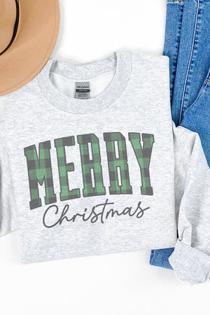 Green Buffalo Plaid Merry Christmas Unisex NuBlend Crew Sweatshirt - Wholesale Accessory Market