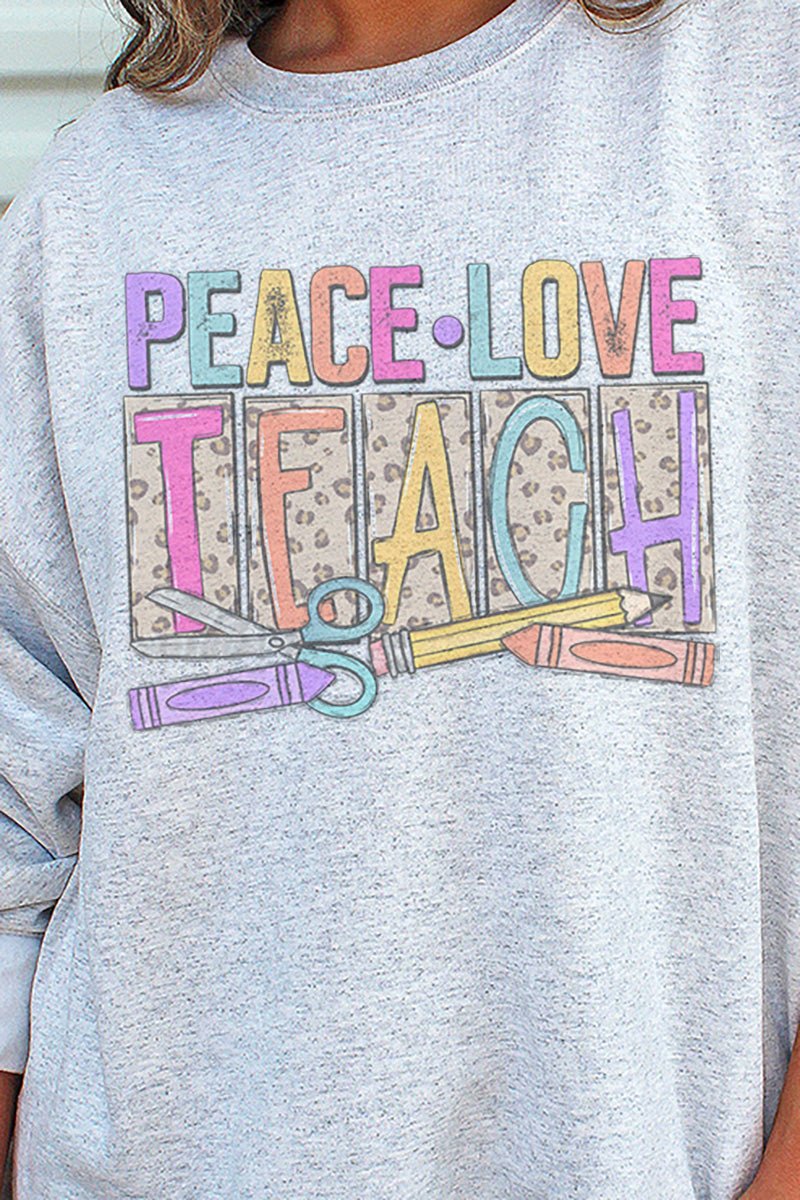 Leopard Peace Love Teach Unisex NuBlend Crew Sweatshirt - Wholesale Accessory Market