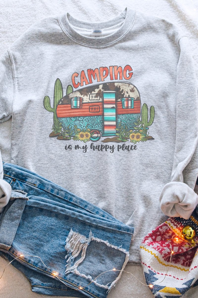 Western Camping Is My Happy Place Unisex NuBlend Crew Sweatshirt - Wholesale Accessory Market