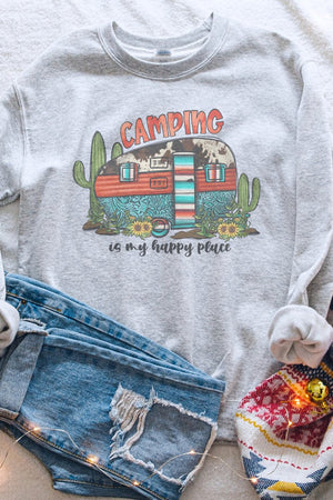 Western Camping Is My Happy Place Unisex NuBlend Crew Sweatshirt - Wholesale Accessory Market