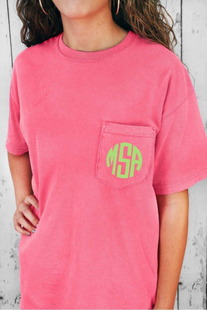 Monogrammed Short Sleeve Comfort Colors Pocket T-shirt 