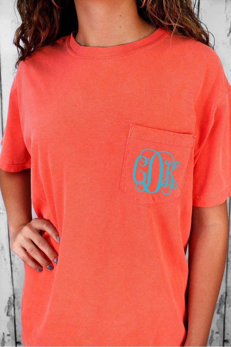 Shades of Red/Orange Comfort Colors Adult Ring-Spun Cotton Pocket Tee *Personalize It - Wholesale Accessory Market