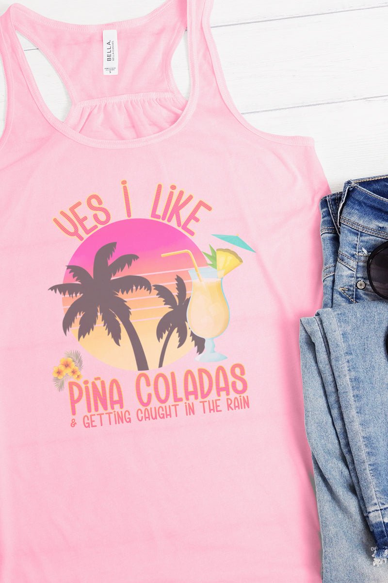 Yes I Like Pina Coladas Flowy Racerback Tank - Wholesale Accessory Market