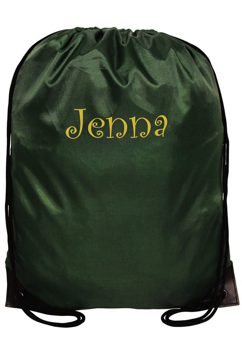 Forest Green Flat Drawstring Backpack - Wholesale Accessory Market