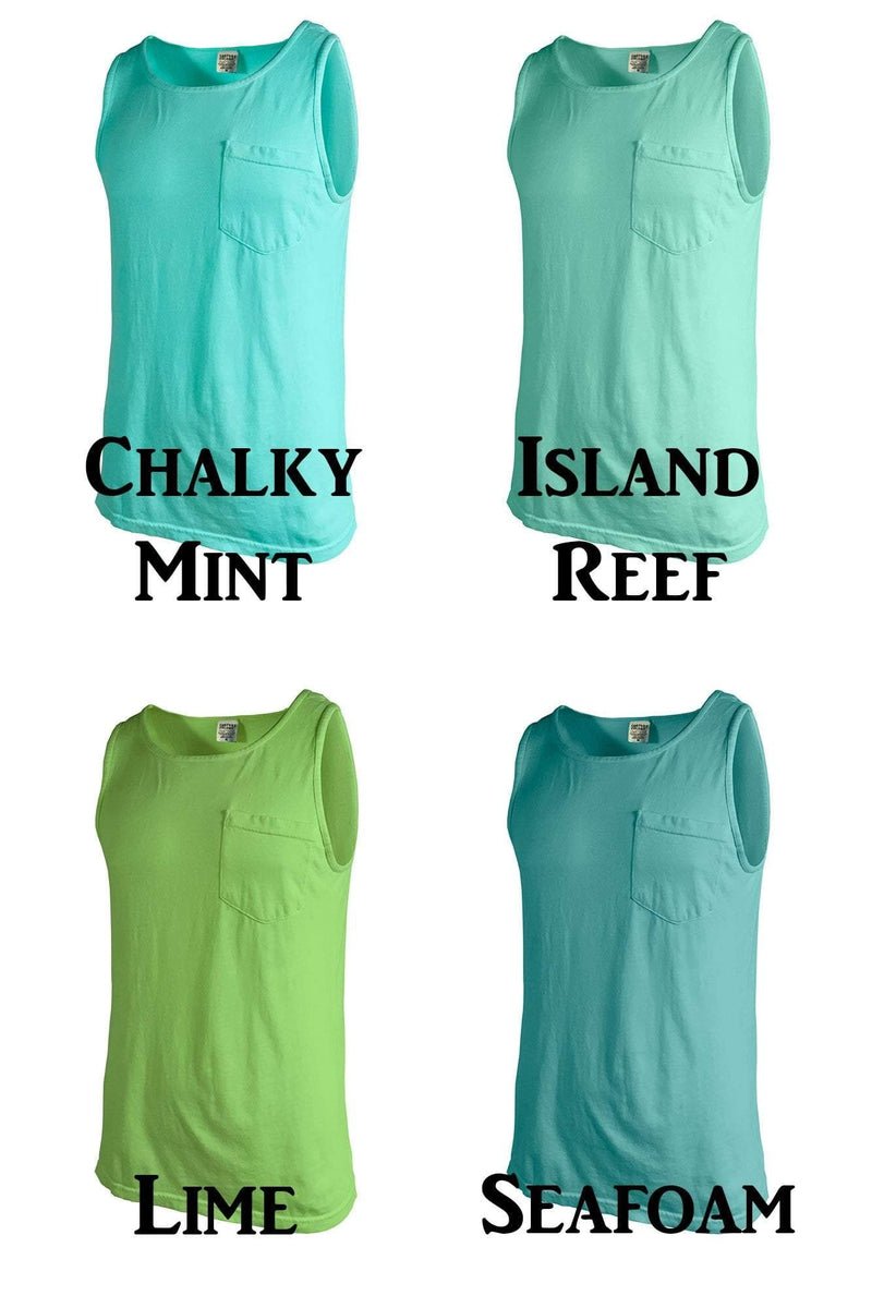 Shades of Green/Yellow Comfort Colors Pocket Tank *Personalize It - Wholesale Accessory Market