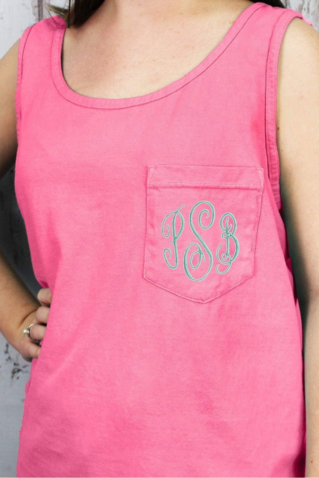 Shades of Pink/Purple Comfort Colors Pocket Tank *Personalize It - Wholesale Accessory Market