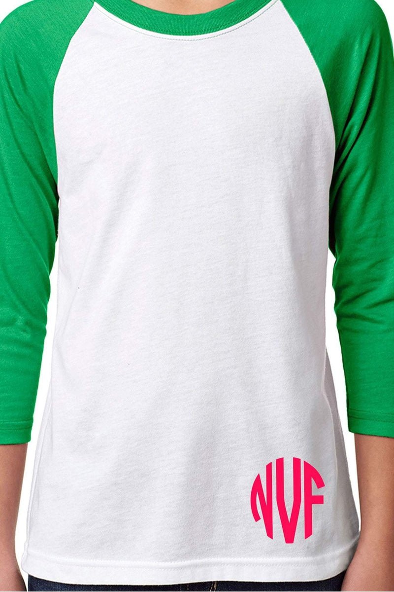 Next Level Youth 3/4 Sleeve Raglan, Kelly/White *Personalize It - Wholesale Accessory Market