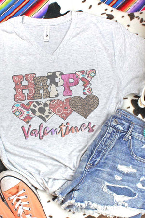 Western Happy Valentines Tri-Blend V Neck Tee - Wholesale Accessory Market