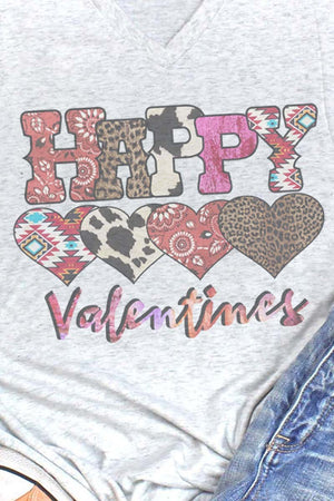 Western Happy Valentines Tri-Blend V Neck Tee - Wholesale Accessory Market