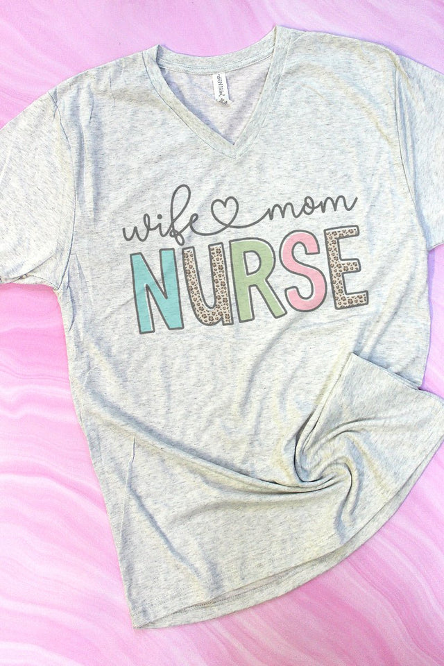 Wife Mom Nurse Tri-Blend V Neck Tee - Wholesale Accessory Market