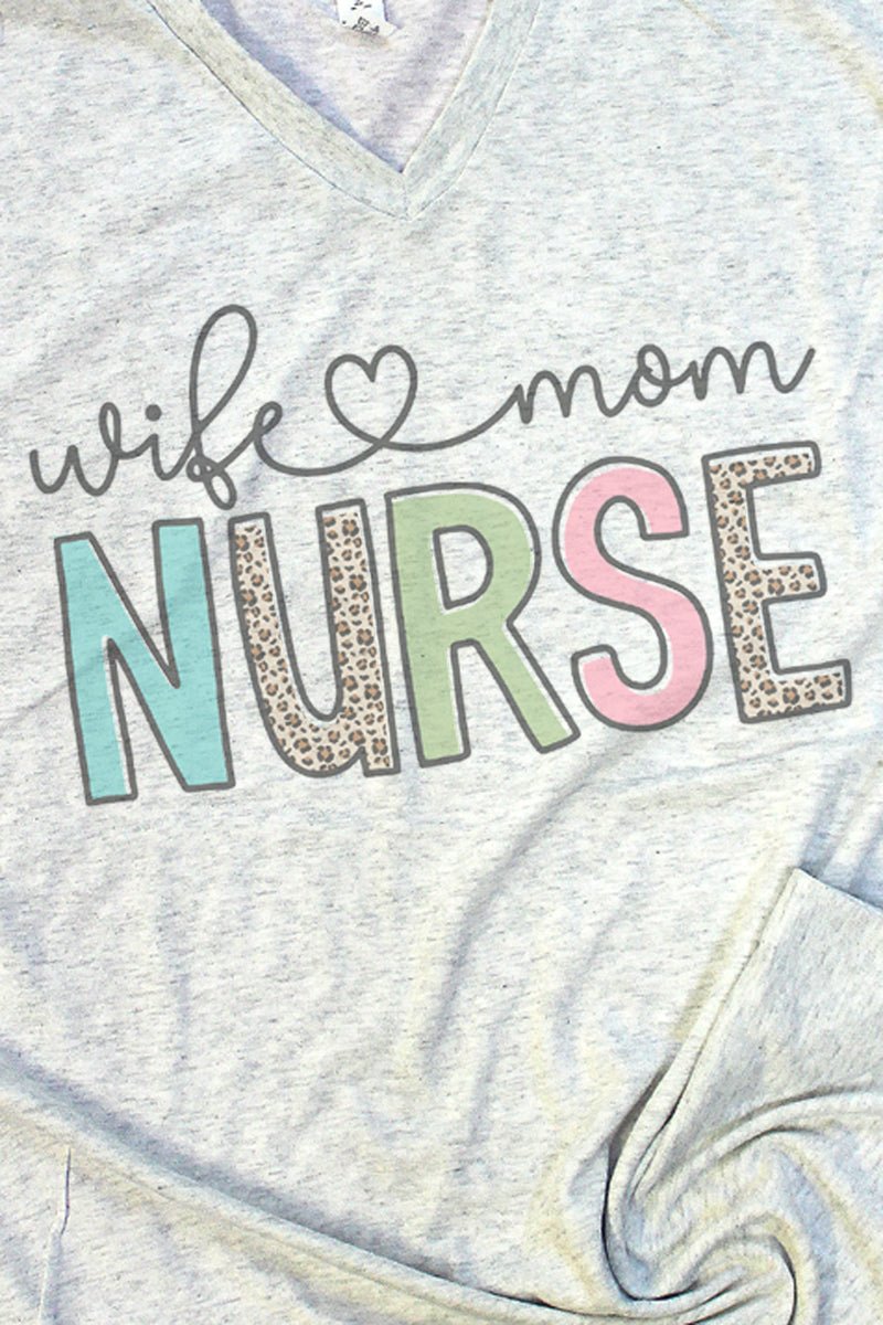 Wife Mom Nurse Tri-Blend V Neck Tee - Wholesale Accessory Market