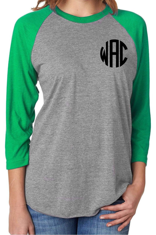 Tri-Blend Unisex 3/4 Raglan, Envy/Premium Heather *Personalize It! - Wholesale Accessory Market