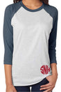 Tri-Blend Unisex 3/4 Raglan, Indigo/Heather White *Personalize It! - Wholesale Accessory Market