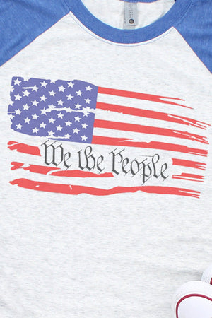 We The People Flag Tri-Blend Unisex 3/4 Raglan - Wholesale Accessory Market