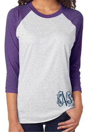 Tri-Blend Unisex 3/4 Raglan, Purple Rush/Heather White *Personalize It! - Wholesale Accessory Market