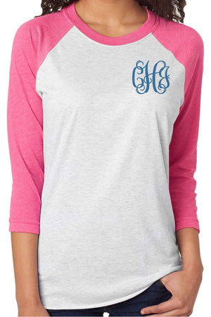 Tri-Blend Unisex 3/4 Raglan, Vintage Pink/Heather White *Personalize It! - Wholesale Accessory Market