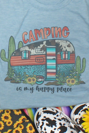 Western Camping Is My Happy Place Poly/Cotton Tee - Wholesale Accessory Market