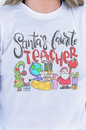 Santa's Favorite Teacher Adult Soft-Tek Blend Long Sleeve Tee - Wholesale Accessory Market