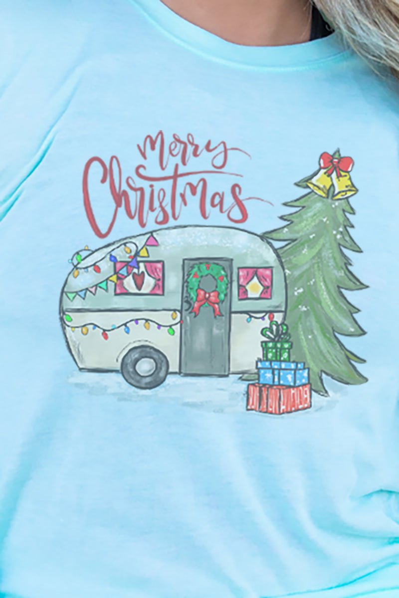 Camper Merry Christmas Adult Soft-Tek Blend Long Sleeve Tee - Wholesale Accessory Market