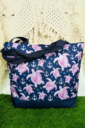 NGIL Turtle Cove with Navy Trim Tote Bag - Wholesale Accessory Market