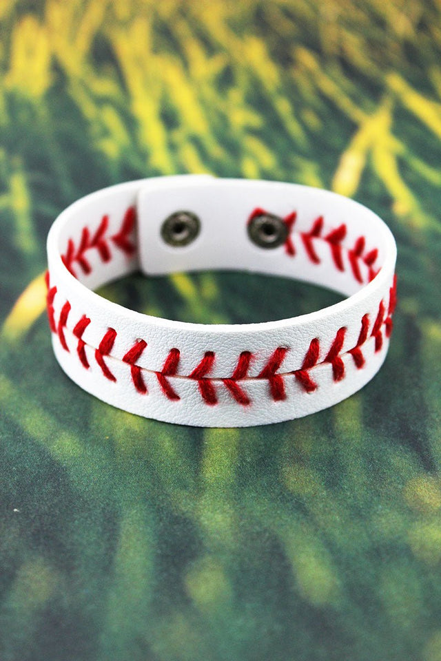 Baseball Faux Leather Cuff Bracelet - Wholesale Accessory Market