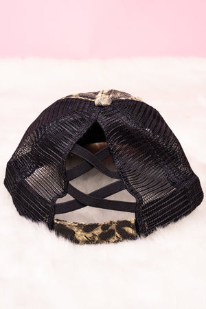 Distressed Loxie Leopard Mesh Ponytail Cap - Wholesale Accessory Market