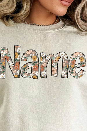 Floral Boho Custom Name Heavy-weight Crew Sweatshirt - Wholesale Accessory Market