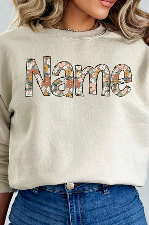 Floral Boho Custom Name Heavy-weight Crew Sweatshirt - Wholesale Accessory Market