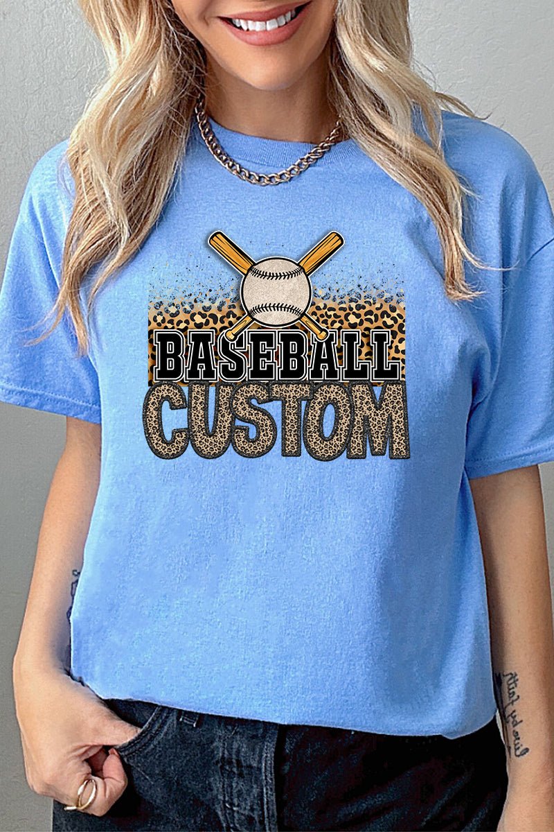 Leopard Baseball Custom Name Short Sleeve Relaxed Fit T-Shirt - Wholesale Accessory Market