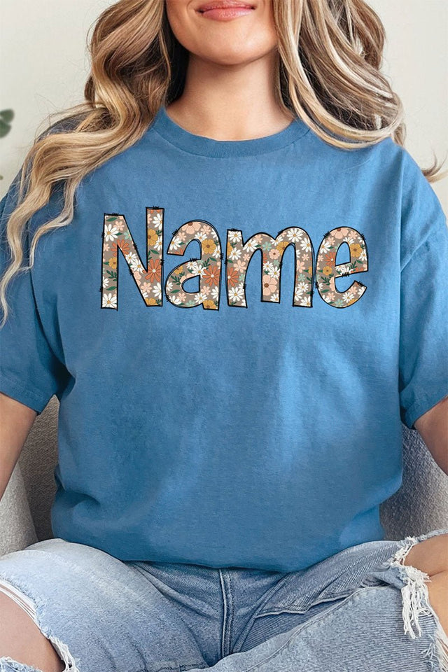 Floral Boho Custom Name Short Sleeve Relaxed Fit T-Shirt - Wholesale Accessory Market