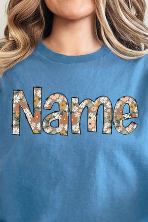 Floral Boho Custom Name Short Sleeve Relaxed Fit T-Shirt - Wholesale Accessory Market