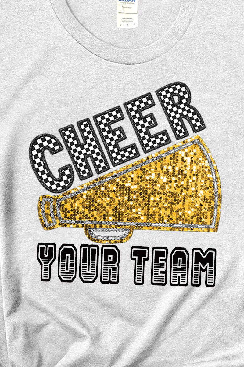 Sequin Gold Cheer Your Team Short Sleeve Relaxed Fit T-Shirt - Wholesale Accessory Market