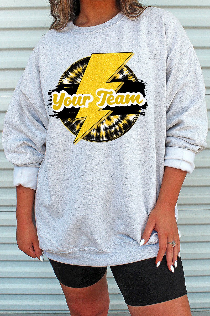 Tie Dye Bolt Black And Yellow Unisex NuBlend Crew Sweatshirt - Wholesale Accessory Market