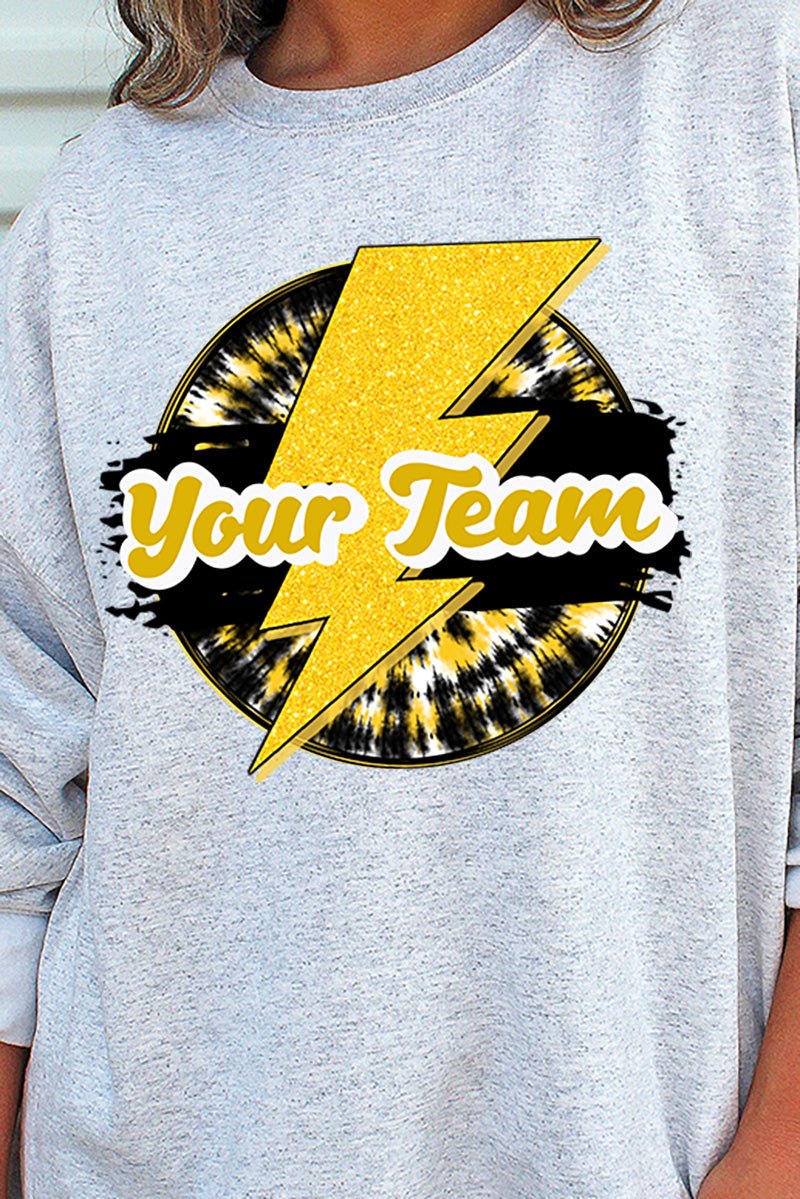 Tie Dye Bolt Black And Yellow Unisex NuBlend Crew Sweatshirt - Wholesale Accessory Market