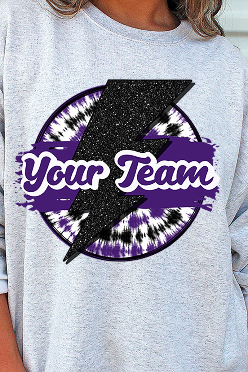 Tie Dye Bolt Purple And Black Unisex NuBlend Crew Sweatshirt - Wholesale Accessory Market