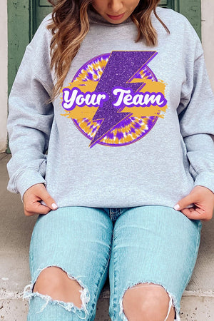 Tie Dye Bolt Purple And Gold Unisex NuBlend Crew Sweatshirt - Wholesale Accessory Market