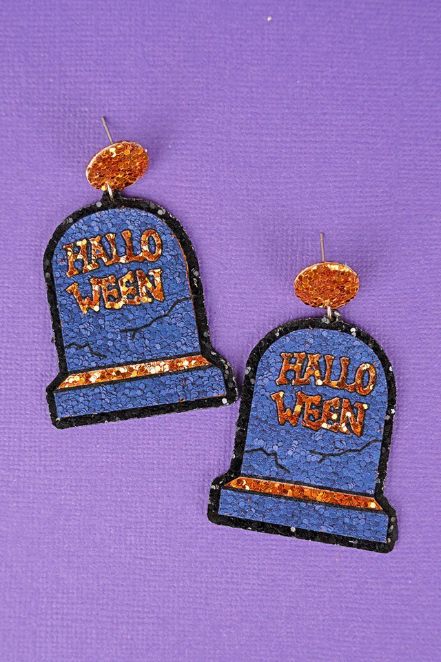 Halloween Tombstone Glitter Earrings - Wholesale Accessory Market