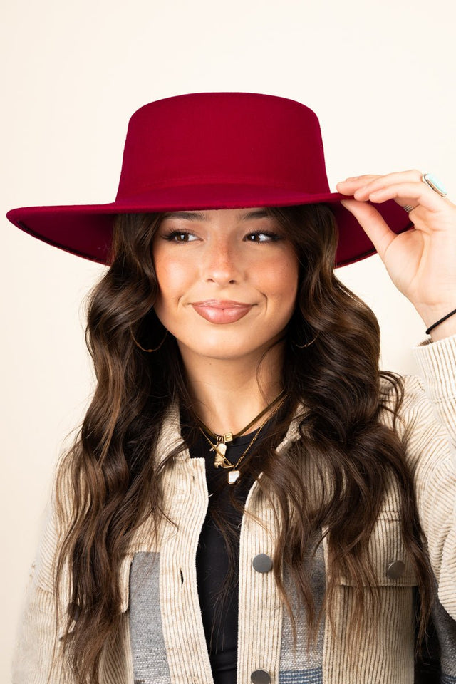 Georgiana Crimson Felt Hat - Wholesale Accessory Market